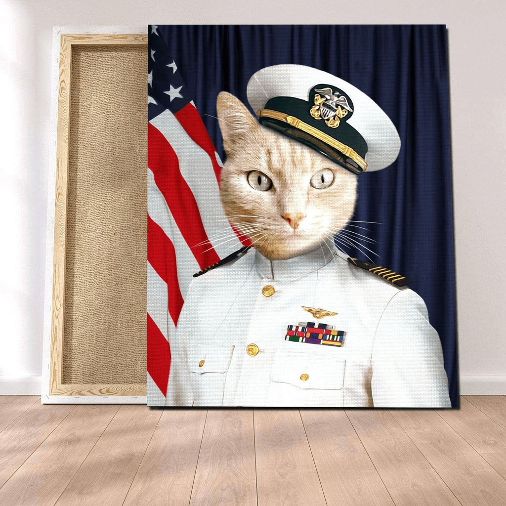 Portrait Chat Lieutenant de Marine pablosco 20 x 30cm 